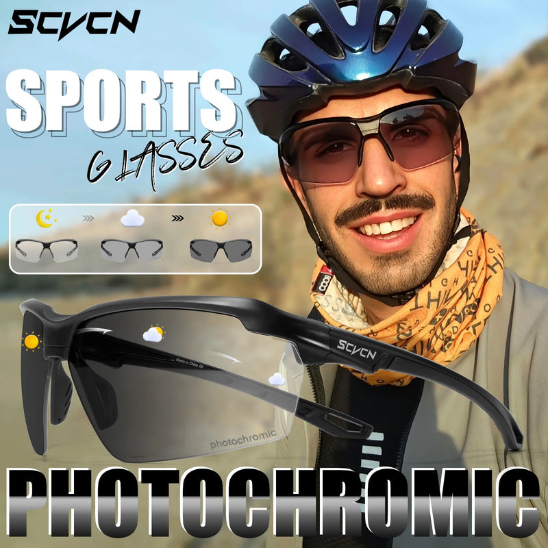 Óculos de Ciclismo Fotocromáticos SCVCN UV400 – Óculos de Sol para MTB e Corrida